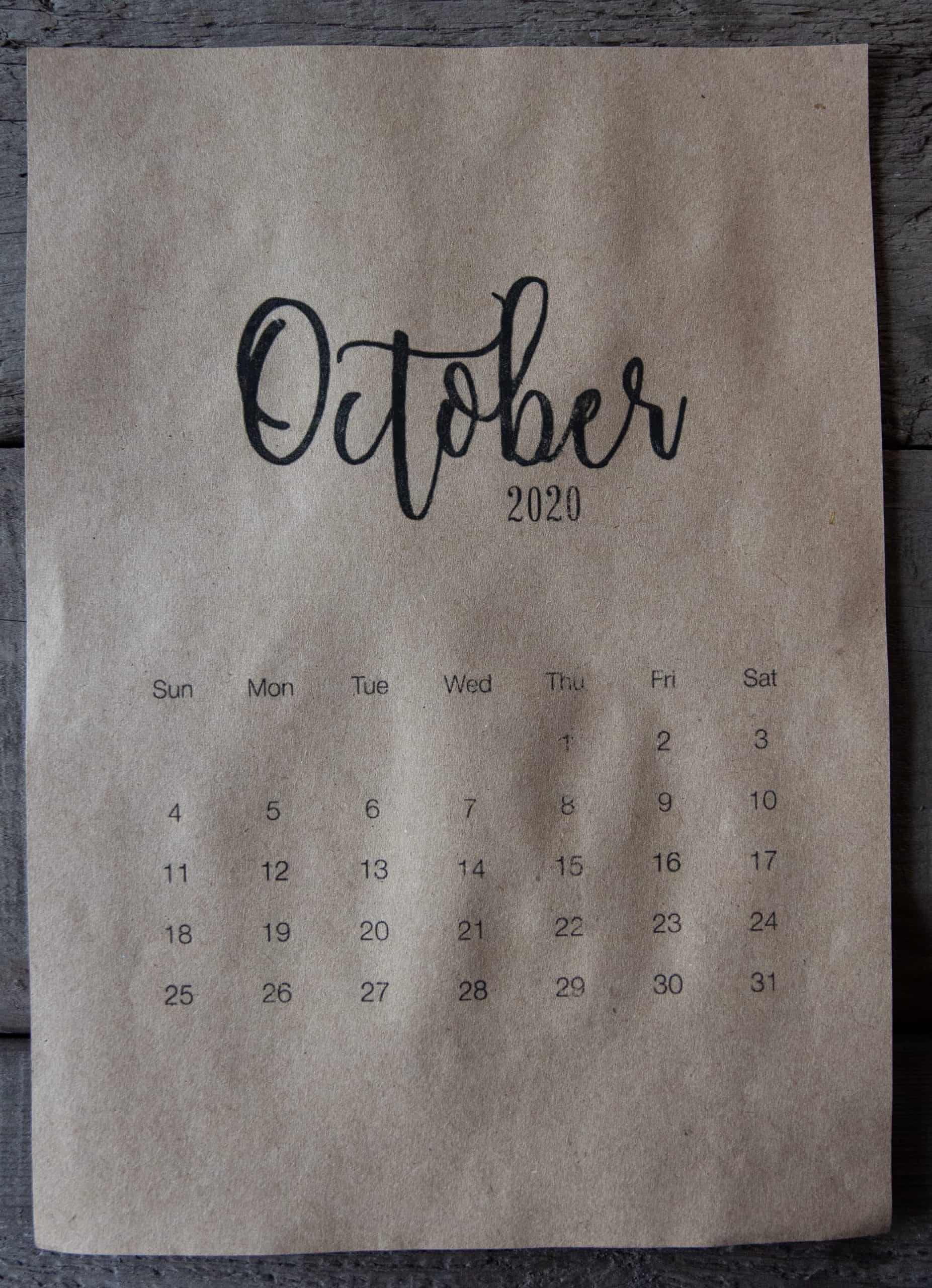 Date en anglais calendrier octobre