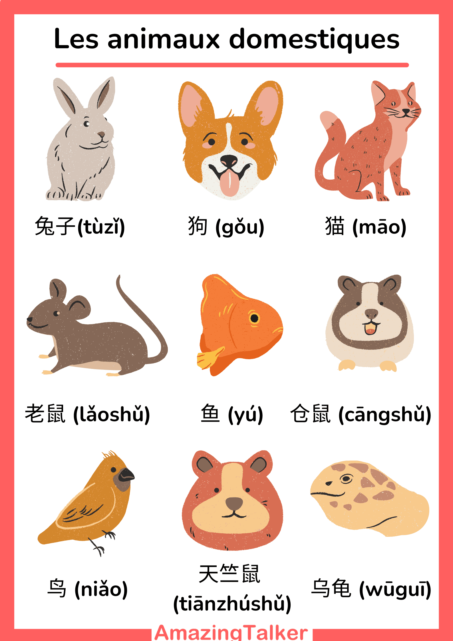 Les animaux domestiques en chinois