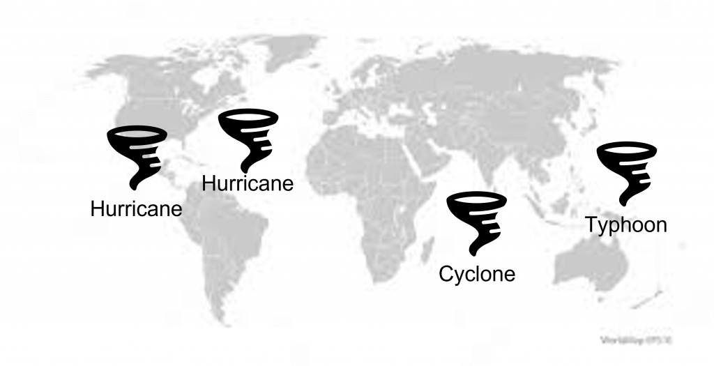 태풍 영어, typhoon, difference, 차이점