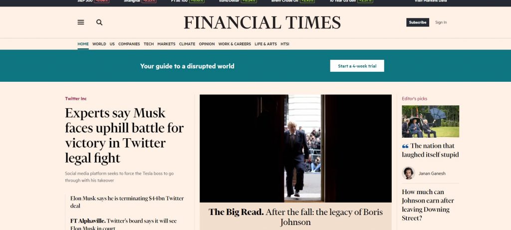 영자 신문 사이트, 영어신문, Financial Times
