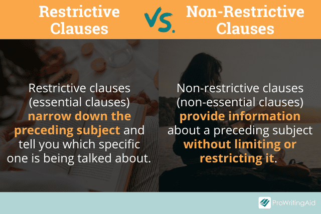 comma before which, the differences between restrictive clauses and non-restrictive clauses